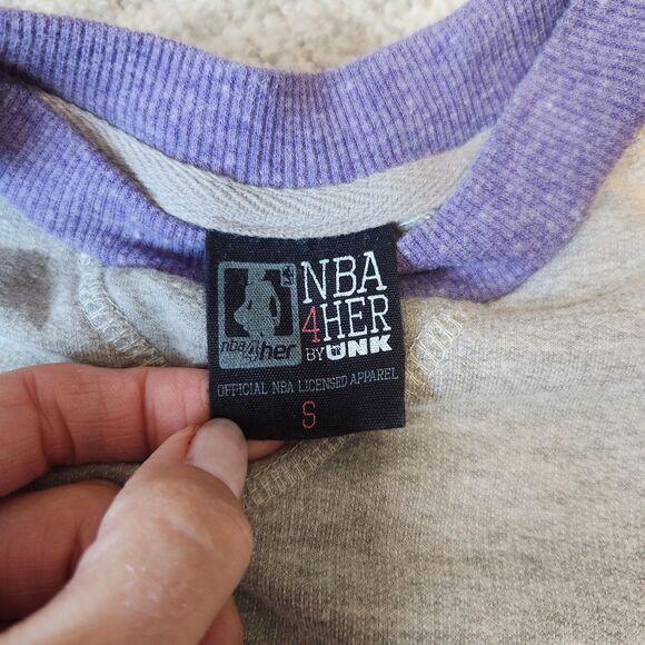 NBA 4 Her Los Angeles Lakers Raglan pullover sweatshirt gold purple grey size S - Picture 2 of 11